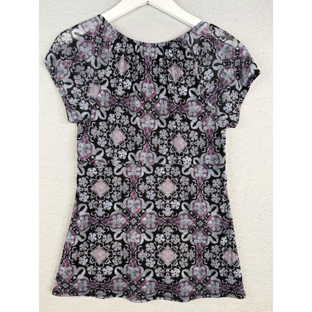Axcess Y2K Mesh Top Women Size S Black Purple Mesh Whimsigoth Dark Romance - Picture 3 of 9